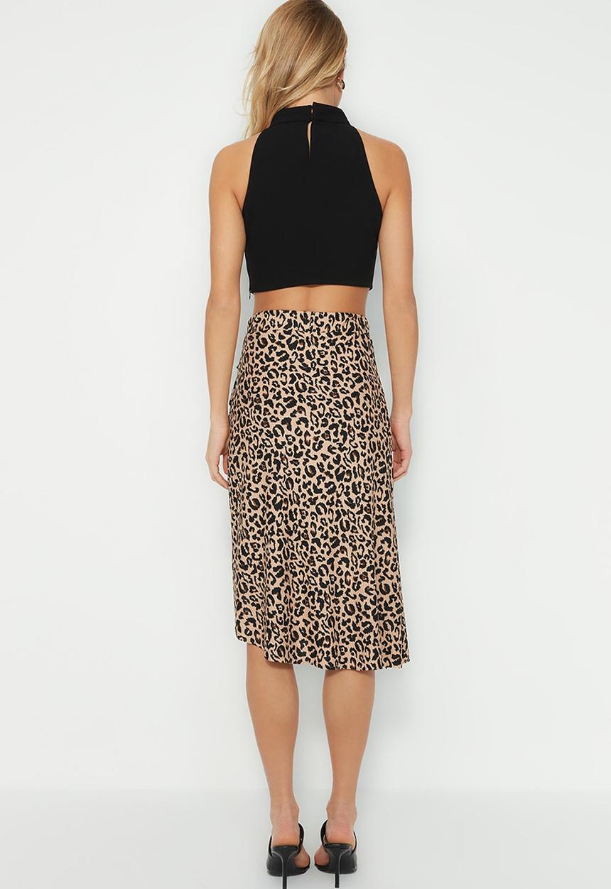 Trendyol - Animal print midi skirt - brown