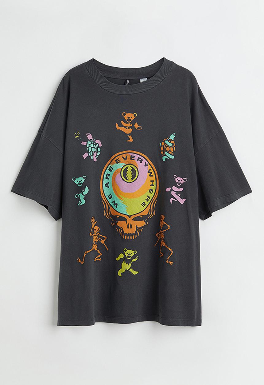 H&M - Printed T-shirt - black/grateful dead