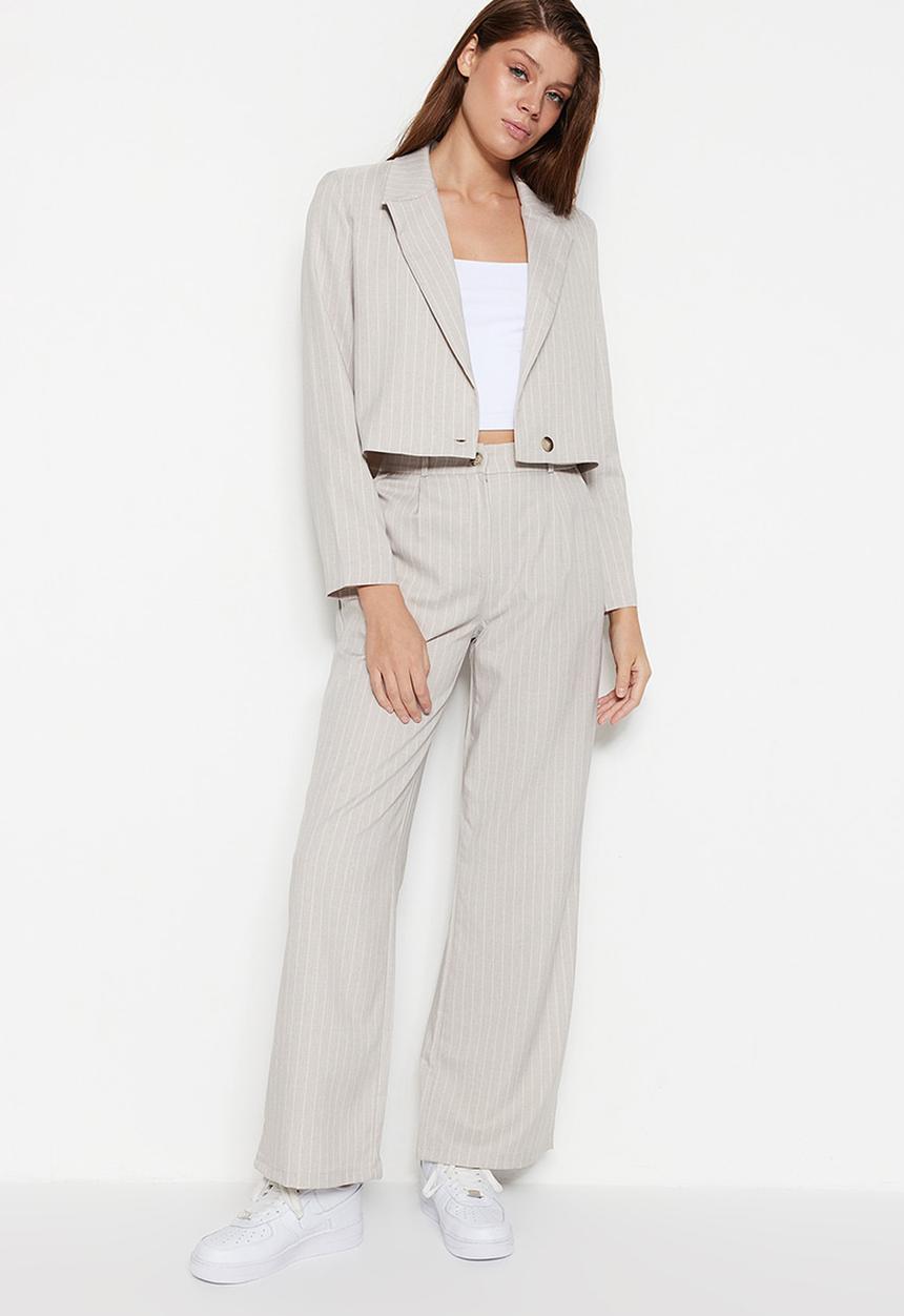 Trendyol - Tailored wide leg trousers - stone