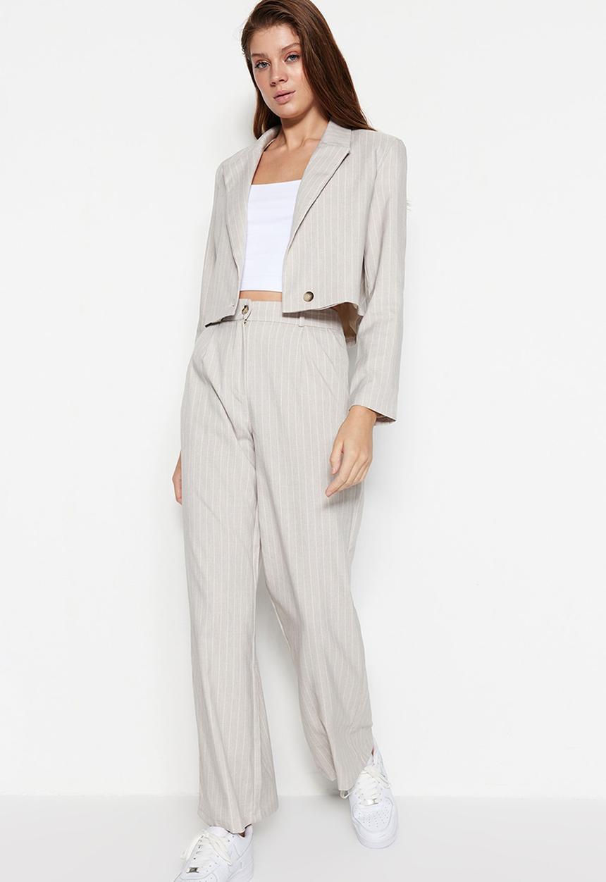 Trendyol - Tailored wide leg trousers - stone