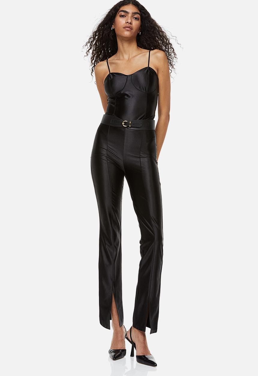 H&M - Shimmering thong body - black