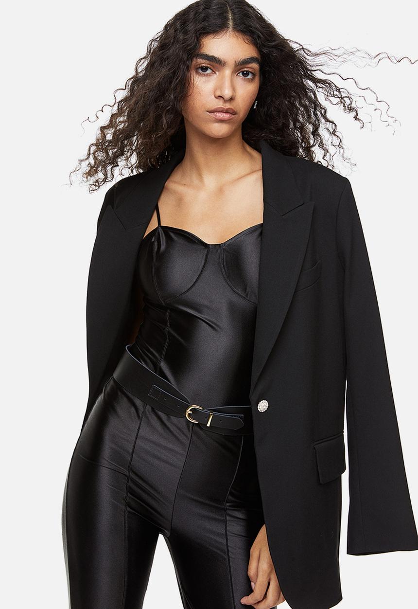 H&M - Shimmering thong body - black