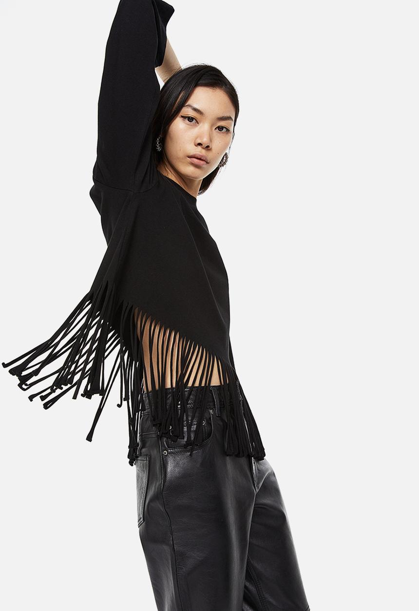 H&M - Fringe-trimmed top - black
