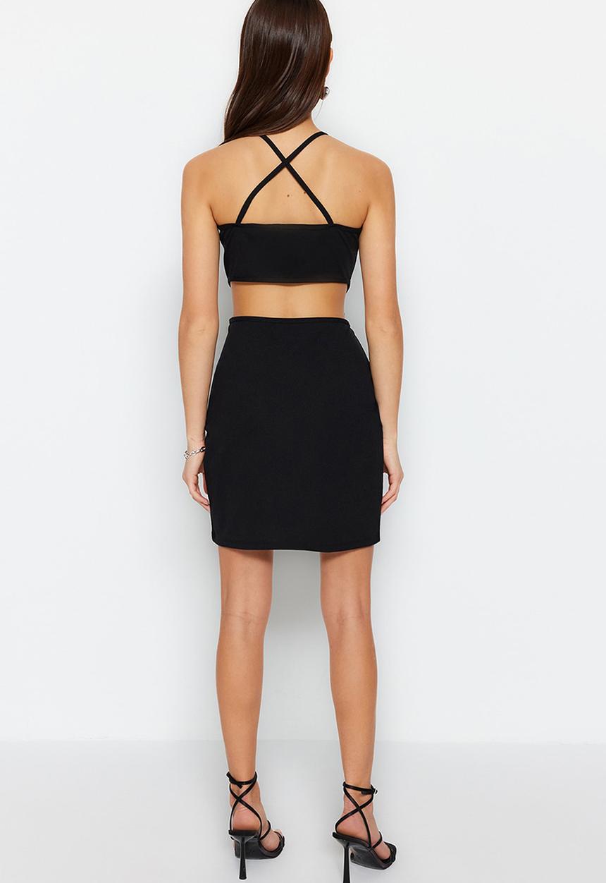 Trendyol - Side cut out detail halter neck dress - black
