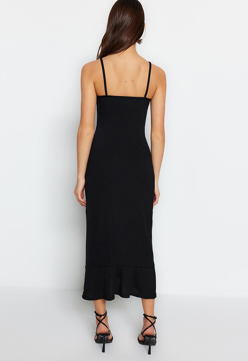 Trendyol - Twist front detail midi dress - black