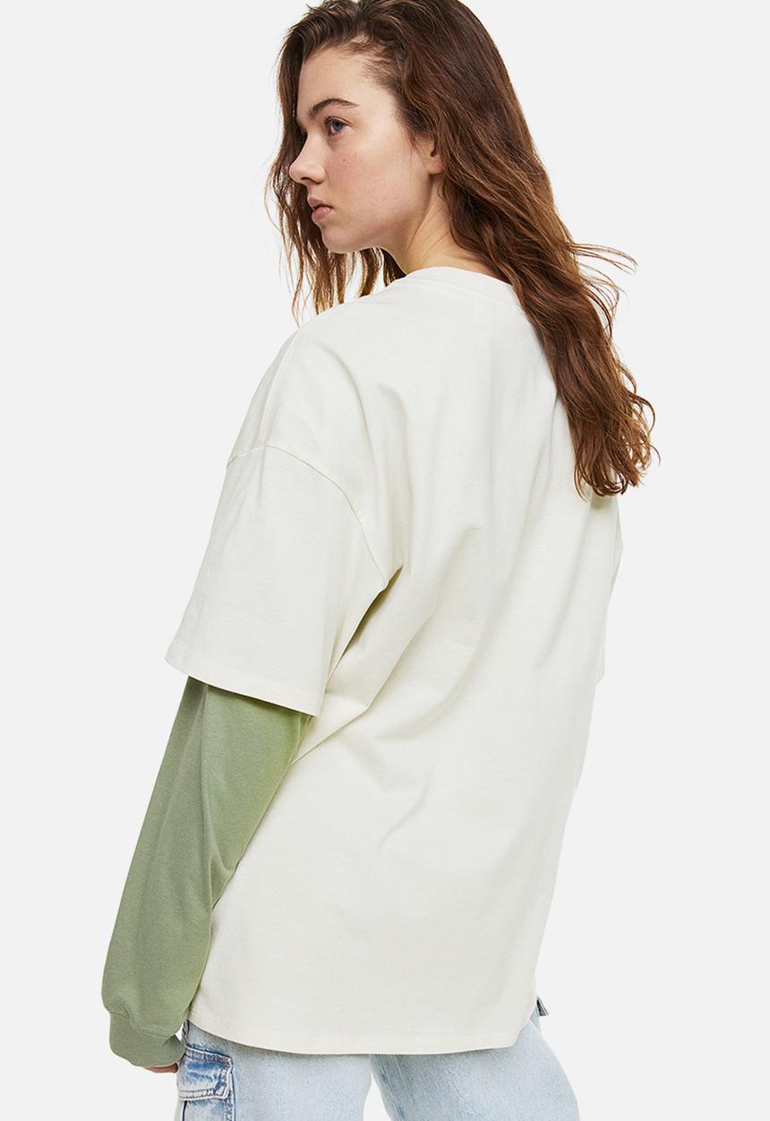 H&M - Oversized printed T-shirt - cream/nirvana