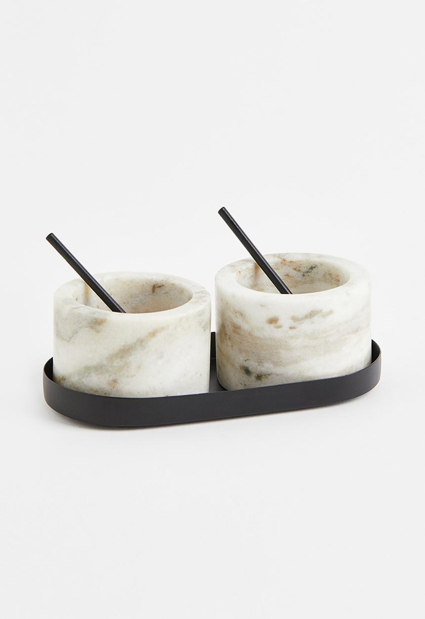H&M - Stone salt and pepper bowls - light beige