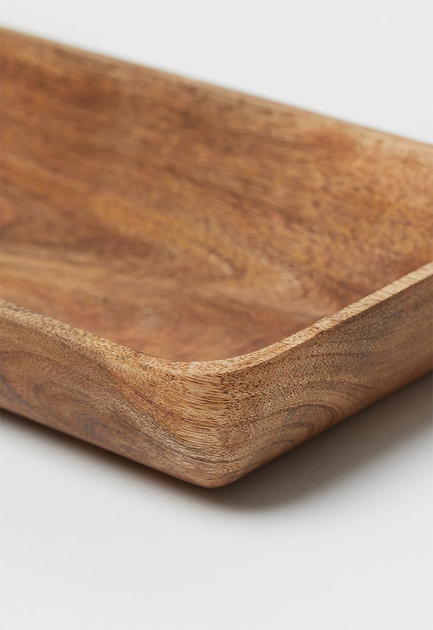 H&M - Long wooden tray - brown/mango wood