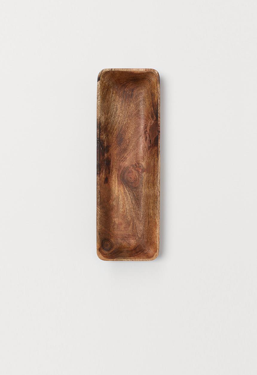 H&M - Long wooden tray - brown/mango wood