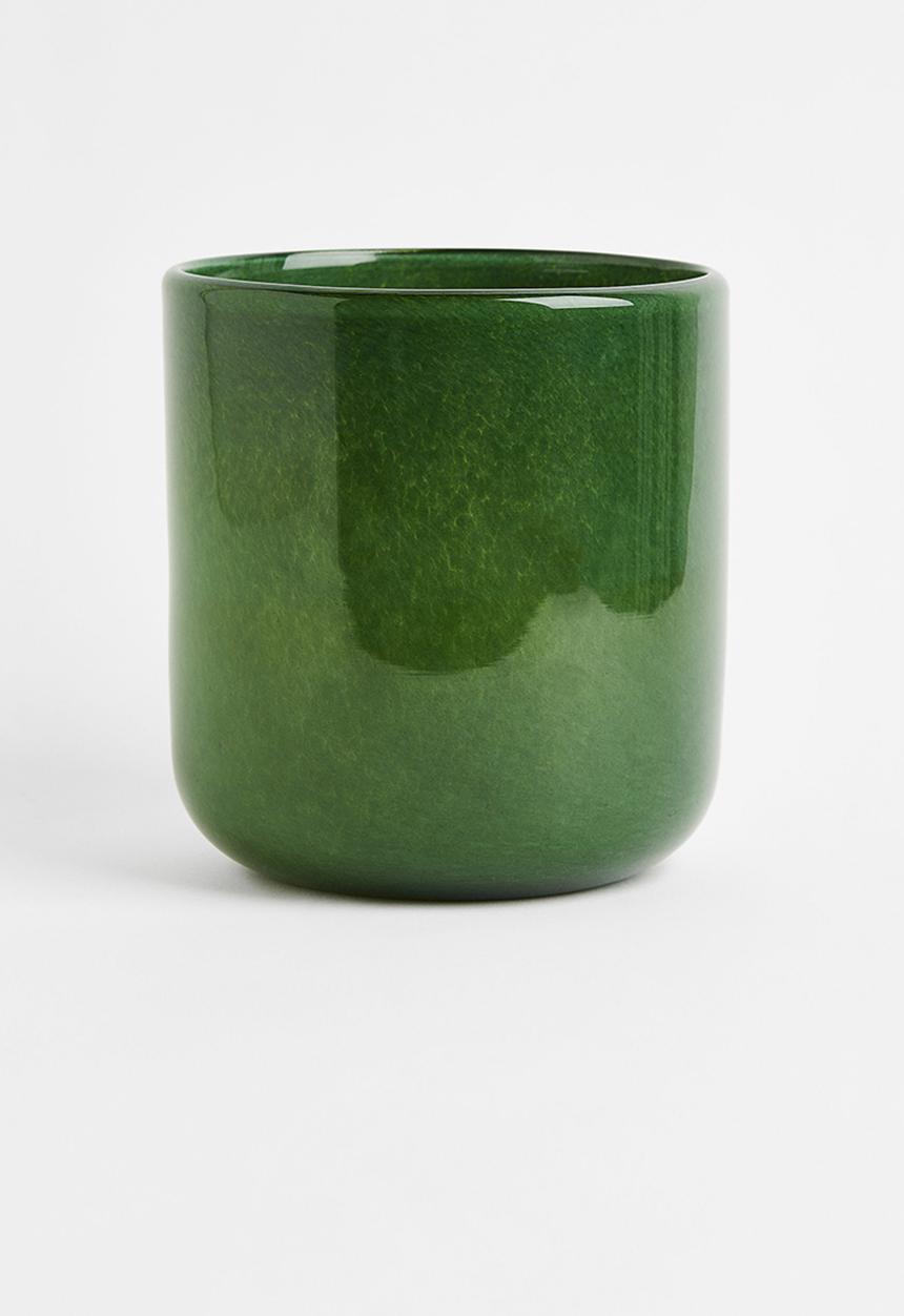 H&M - Glass plant pot - dark green