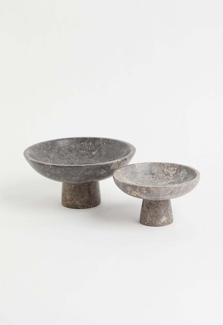 H&M - Marble pedestal bowl -  grey/marble-patterned