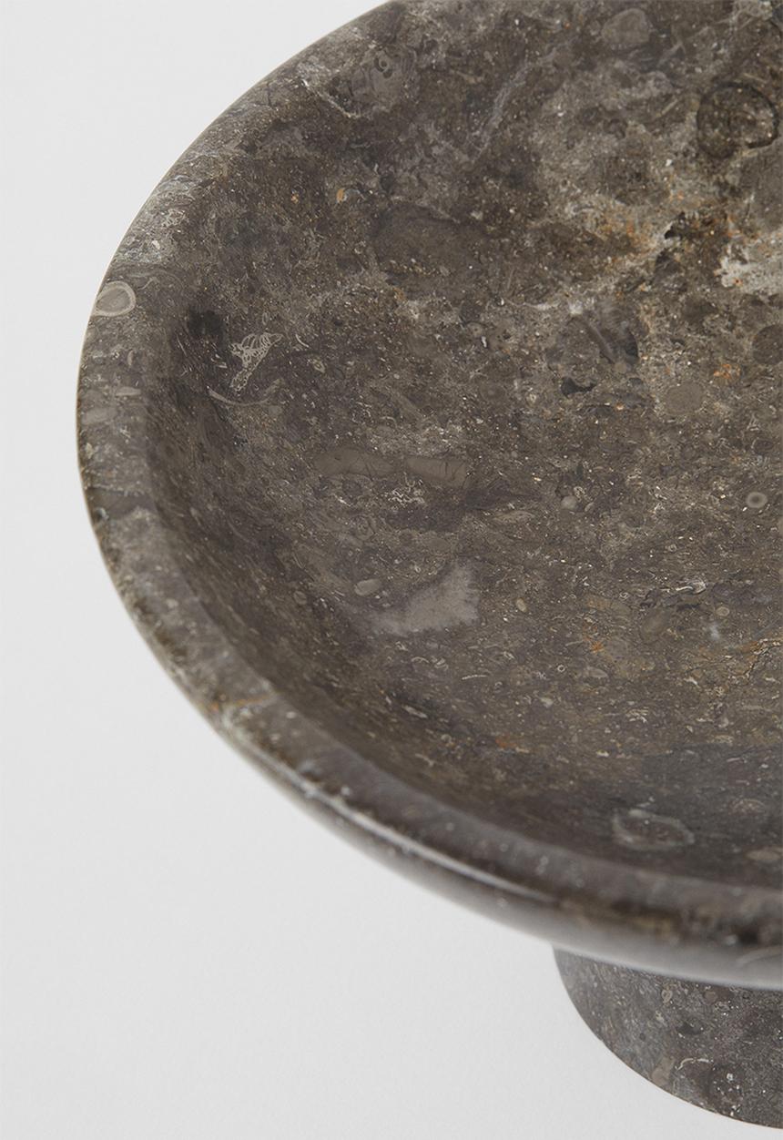 H&M - Marble pedestal bowl -  grey/marble-patterned