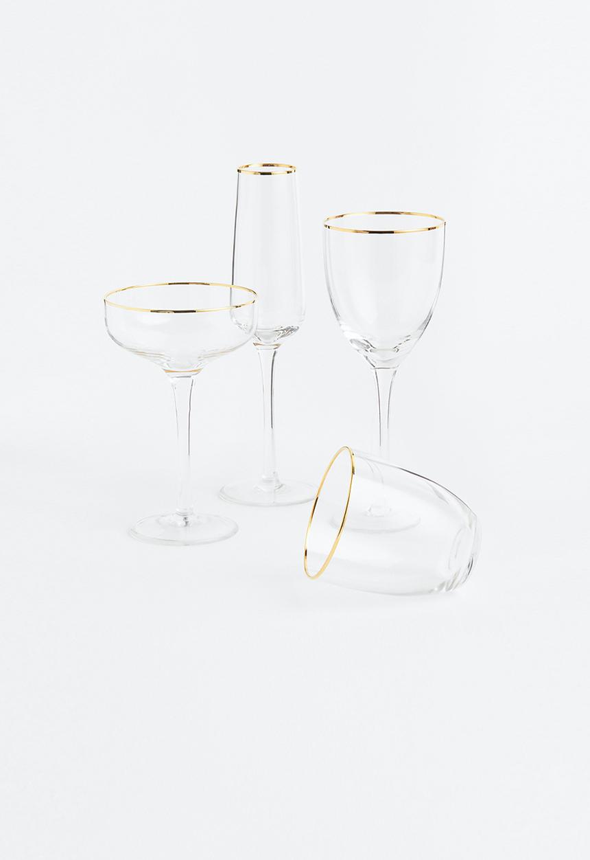 H&M - Champagne flute - clear glass/gold-coloured