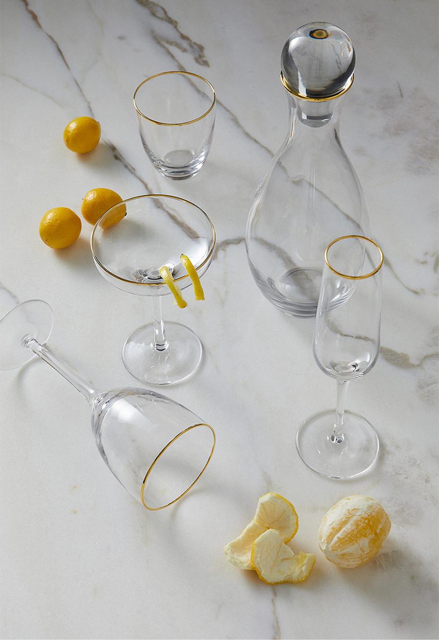 H&M - Champagne flute - clear glass/gold-coloured