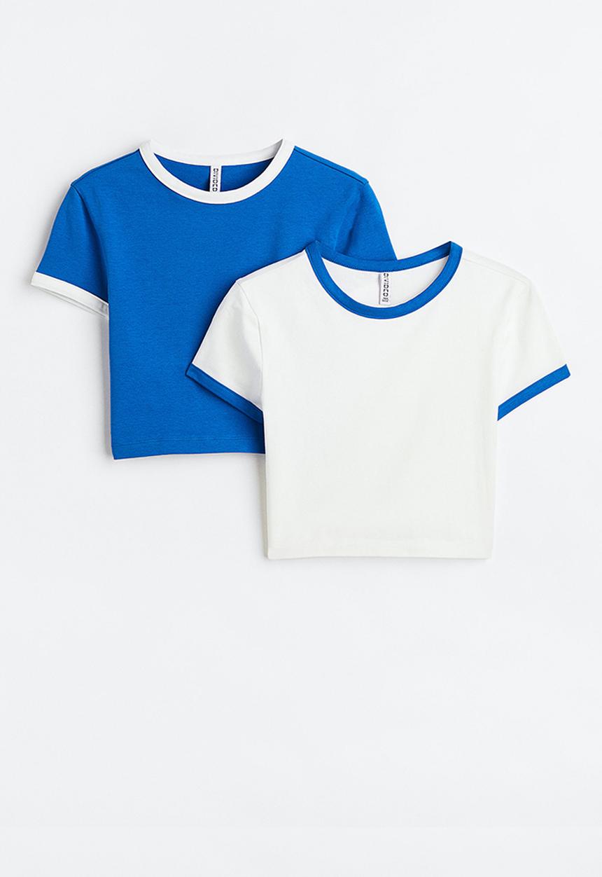 H&M - 2-pack cropped tops - multi 