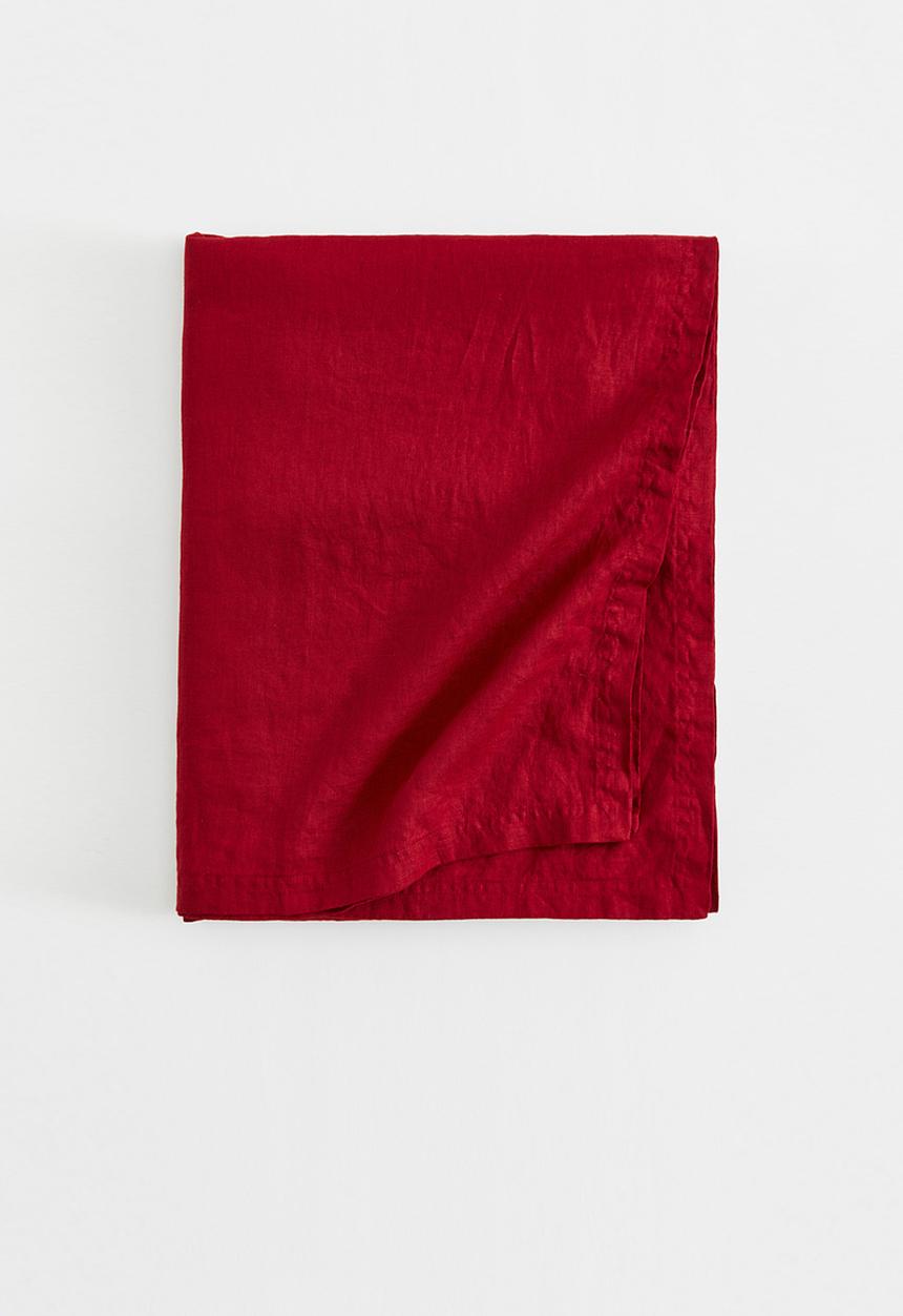 H&M - Washed linen tablecloth - dark red