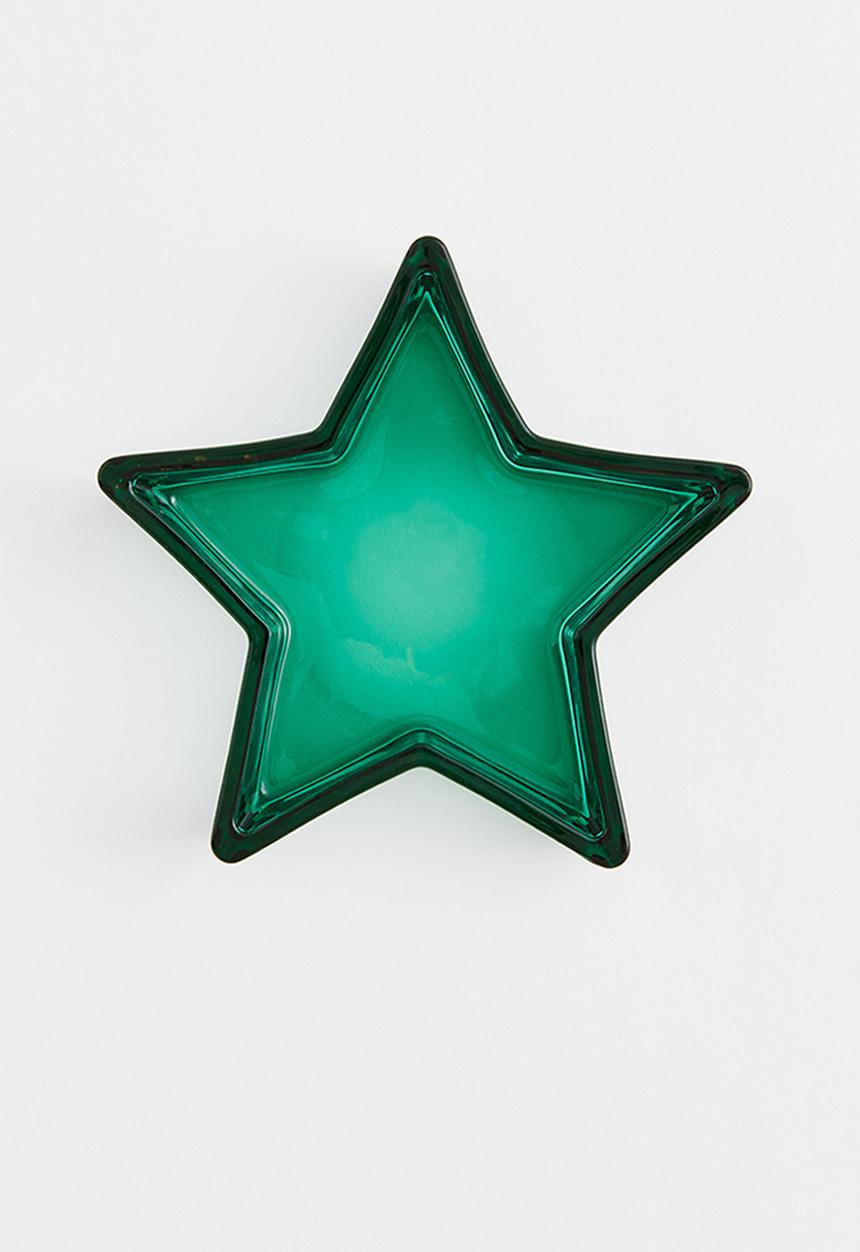 H&M - Shallow glass serving dish - green/star