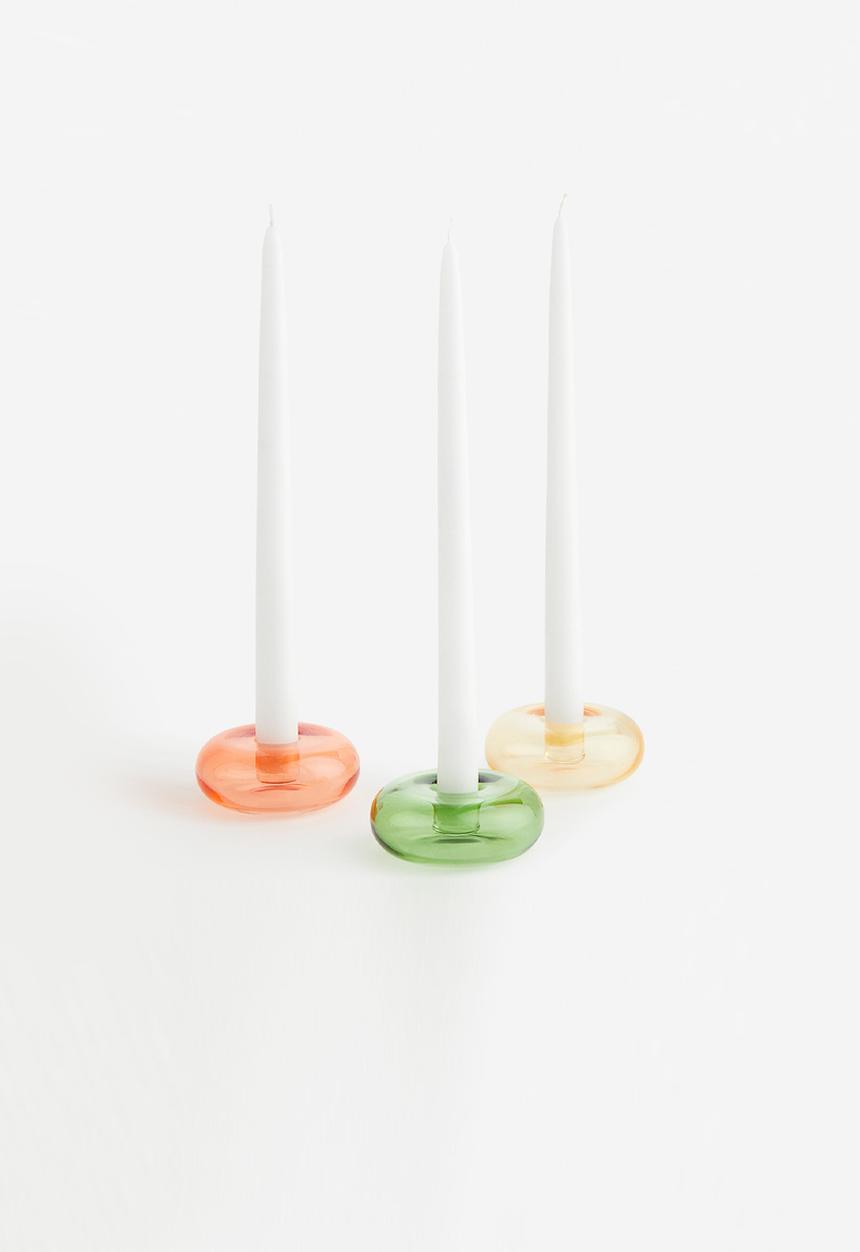 H&M - Glass candlestick - yellow