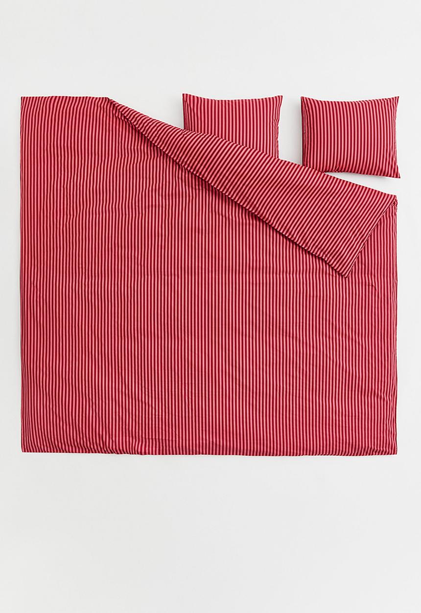 H&M - Patterned double duvet cover set - pink/striped