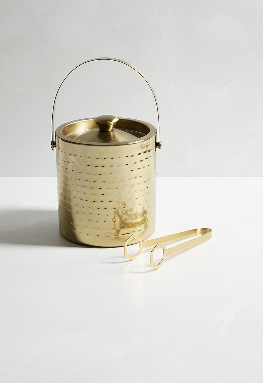 Sixth Floor - Biblos ice bucket & tongs set-gold