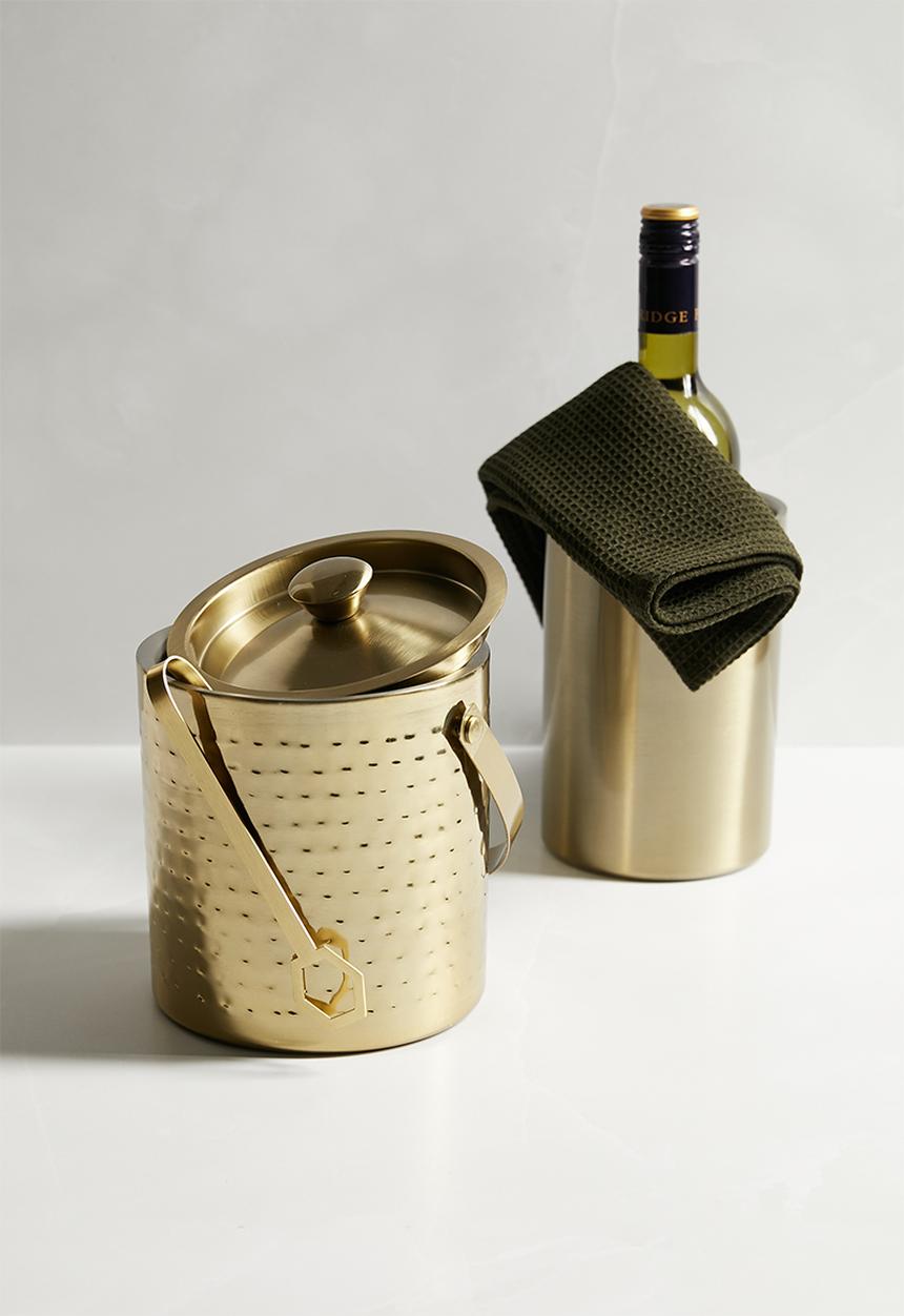 Sixth Floor - Biblos ice bucket & tongs set-gold