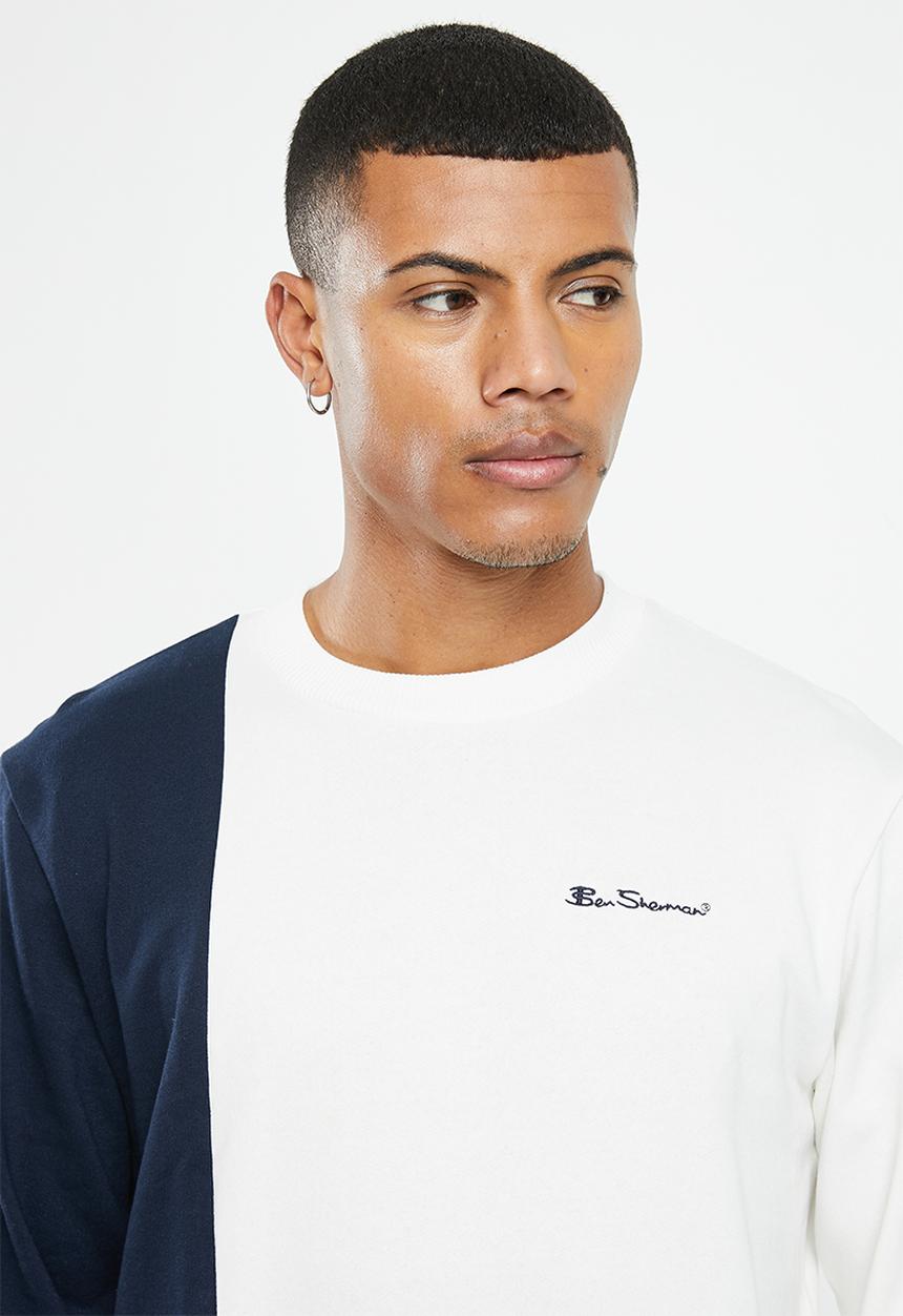 Ben Sherman - Col block crew sweater - ivory