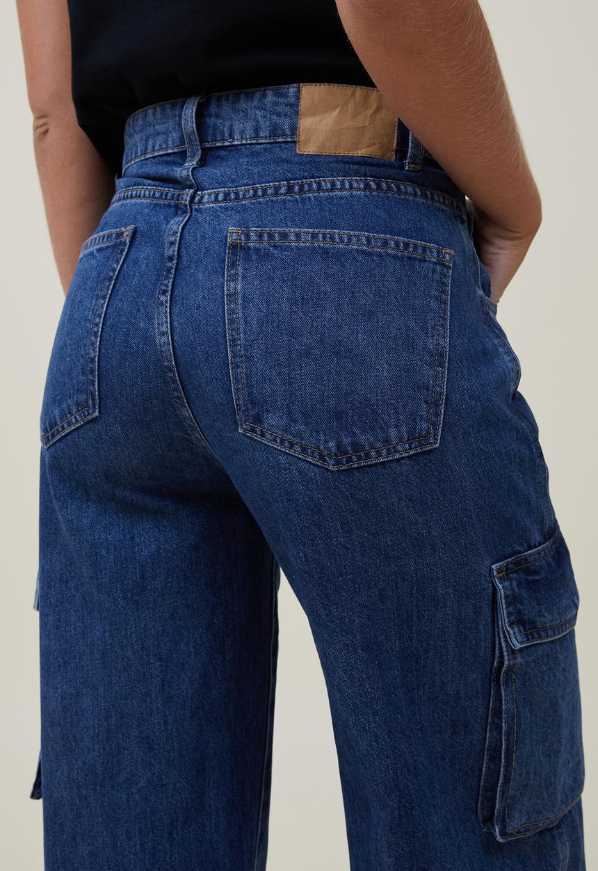 Cotton On - Cargo wide leg jean - nordic blue