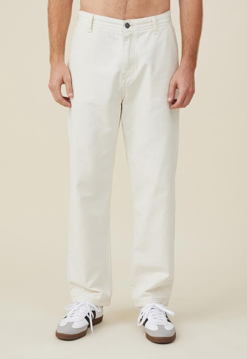 Cotton On - Loose fit pant - washed ecru carpenter 