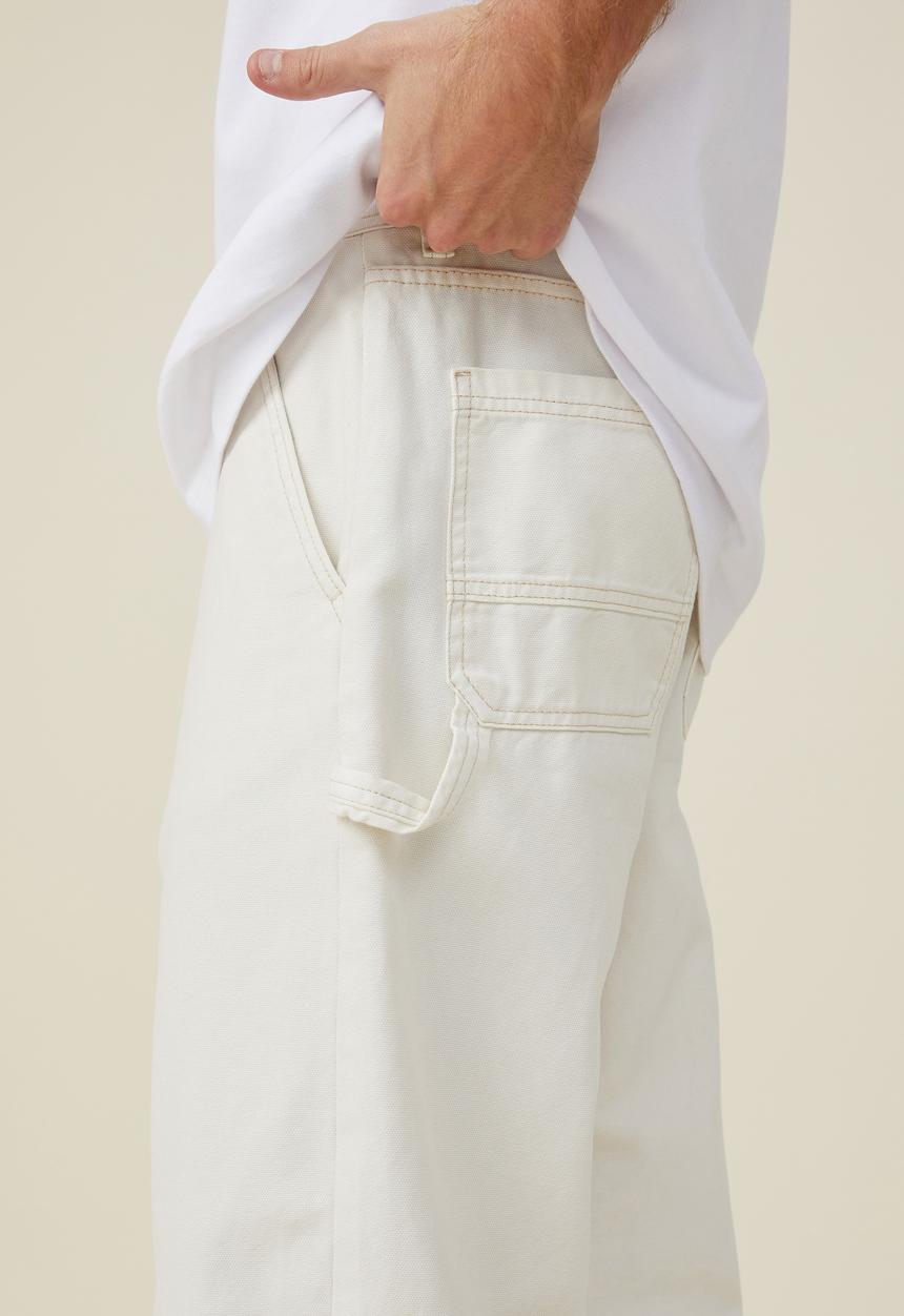 Cotton On - Loose fit pant - washed ecru carpenter 