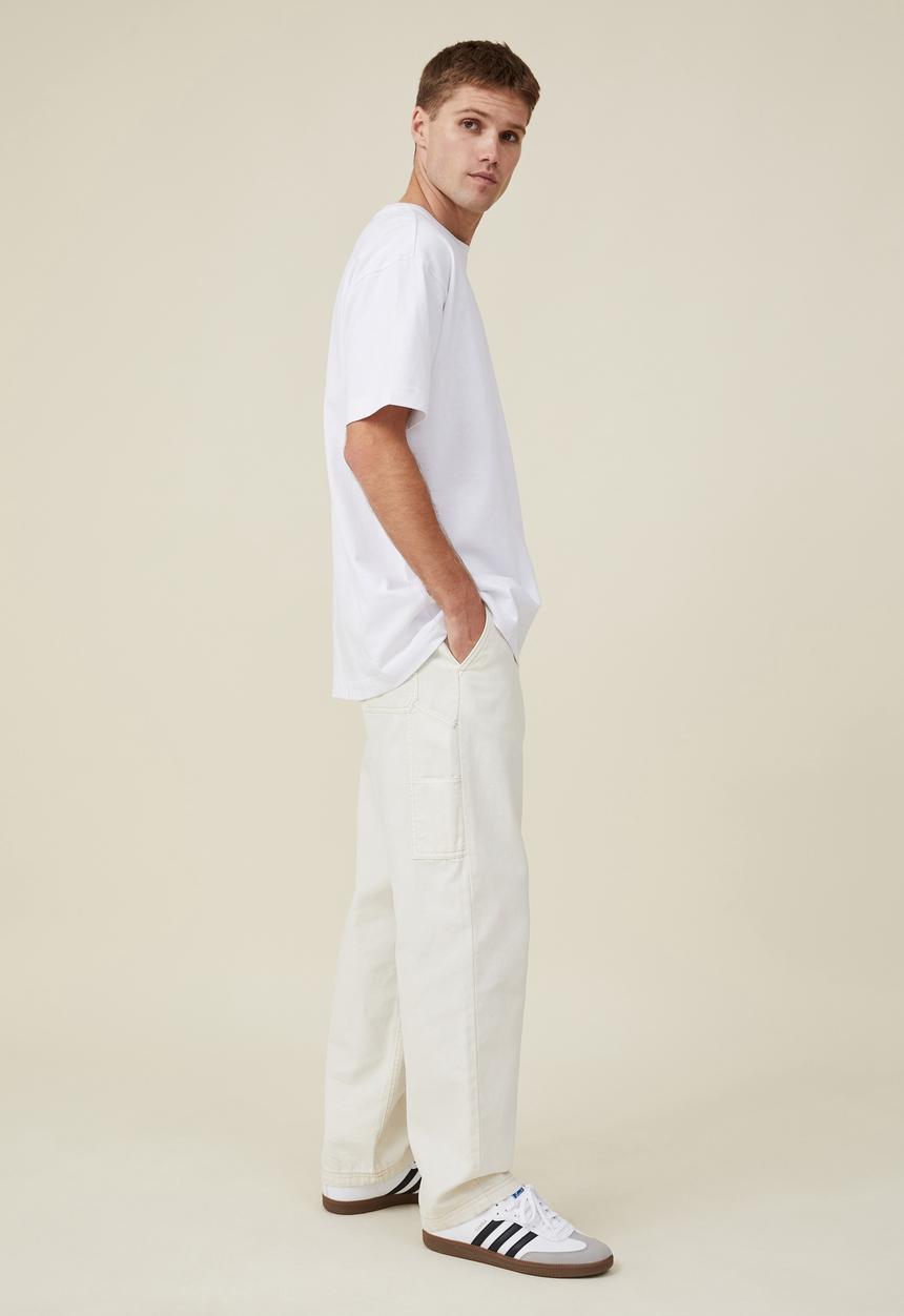 Cotton On - Loose fit pant - washed ecru carpenter 