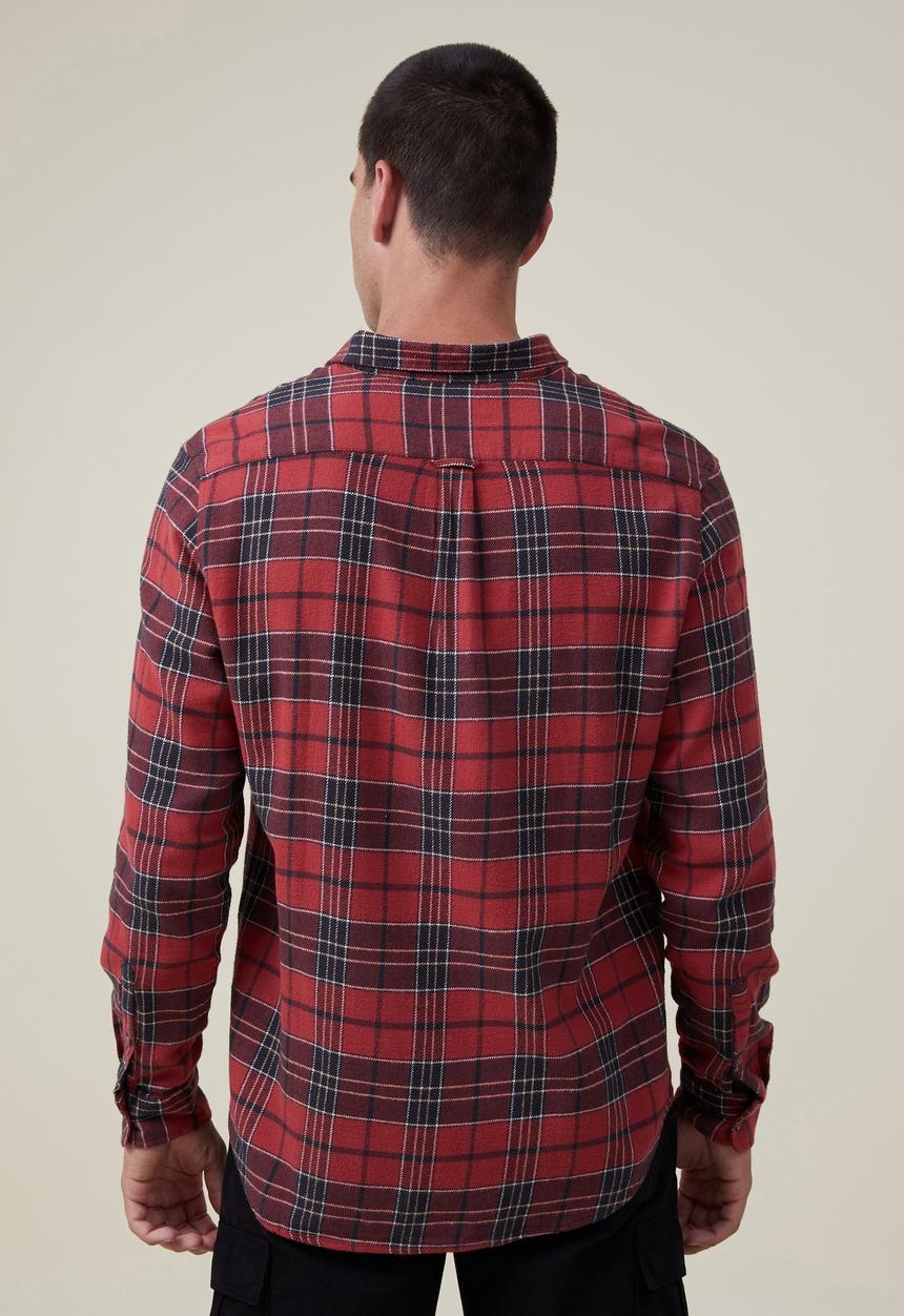 Cotton On - Boston long sleeve shirt - red worker check 