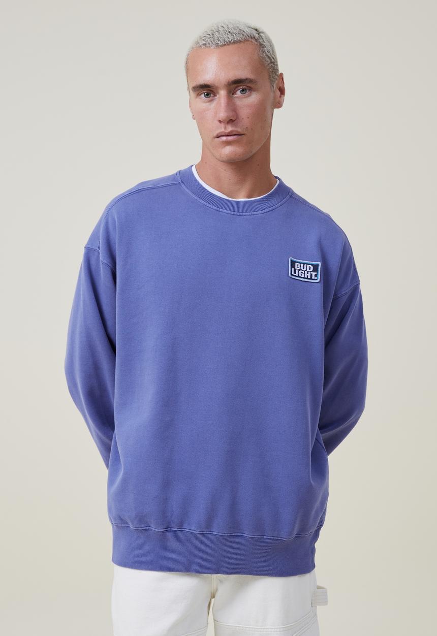Cotton On -  Budweiser oversized crew sweater - lcn bud mazarine blue/bud light 