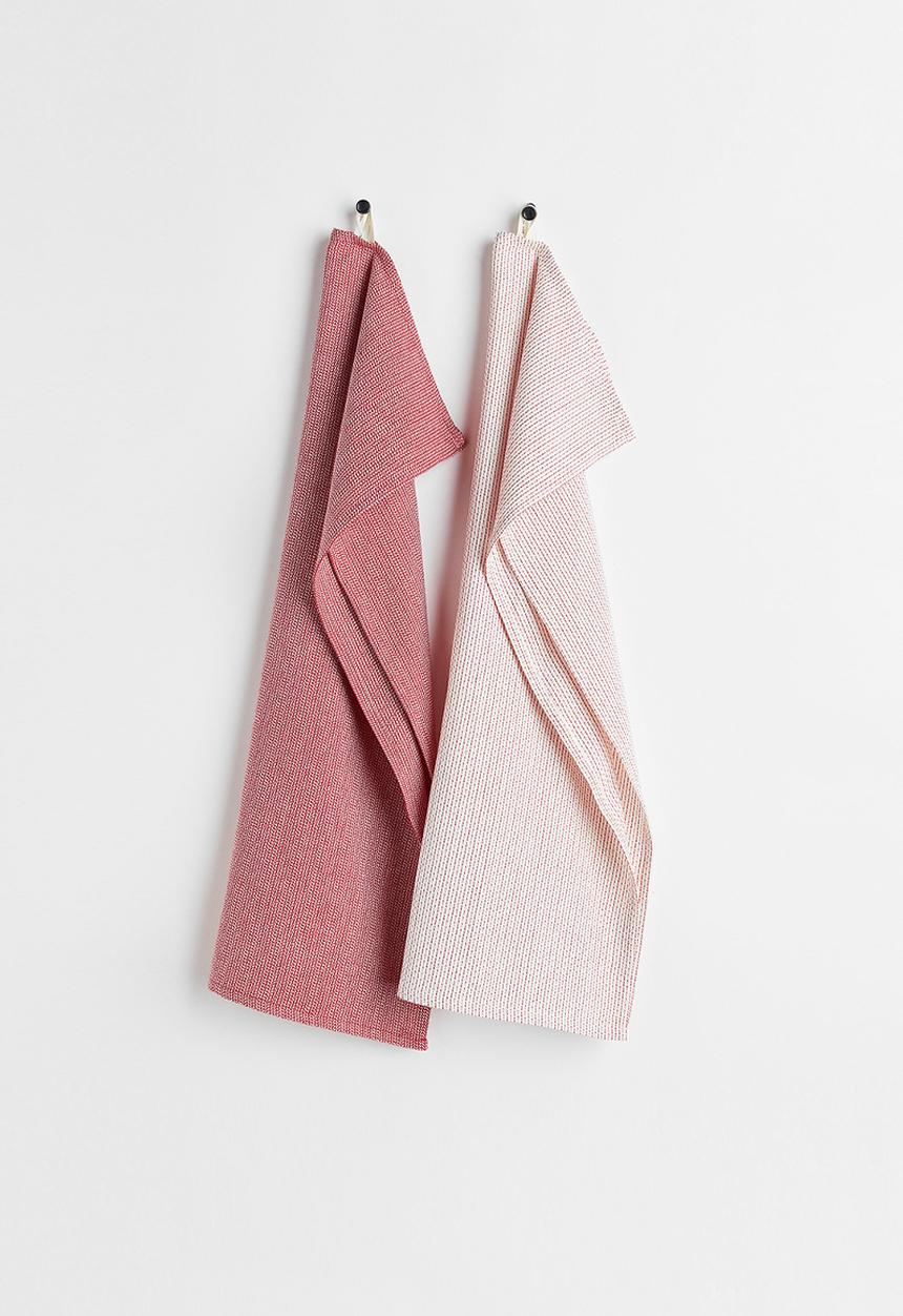 H&M - 2-pack cotton tea towels - red/patterned