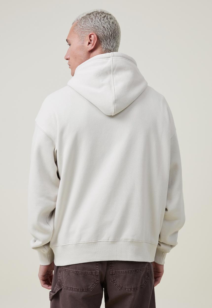 Cotton On - Budweiser oversized fleece hoodie - lcn bud ivory/a & eagle 
