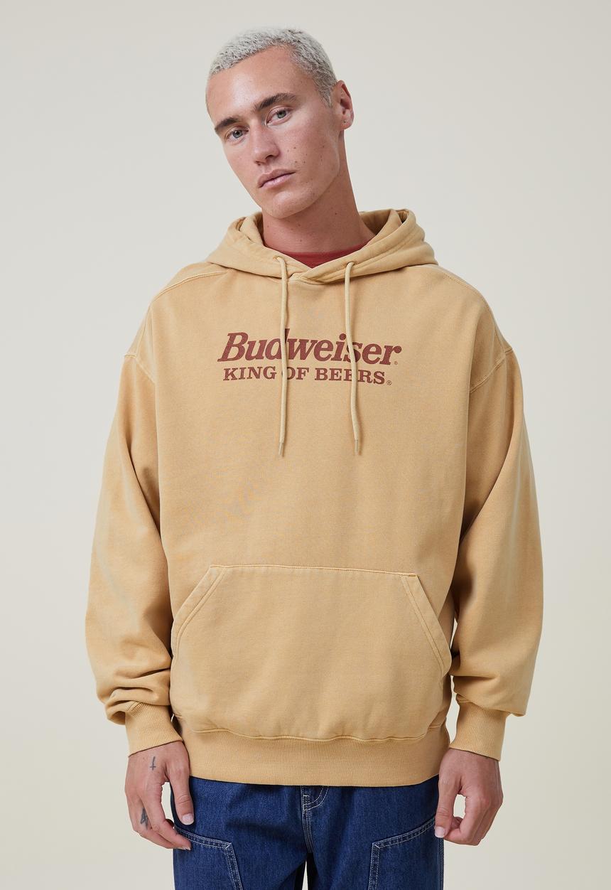 Cotton On - Budweiser oversized fleece hoodie - lcn bud sunbleach