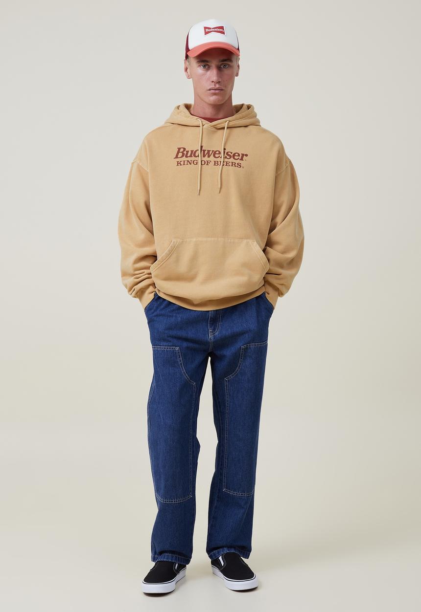 Cotton On - Budweiser oversized fleece hoodie - lcn bud sunbleach