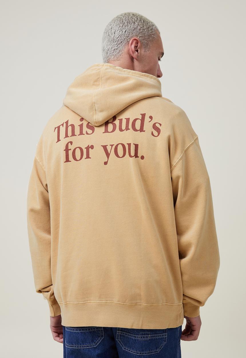 Cotton On - Budweiser oversized fleece hoodie - lcn bud sunbleach
