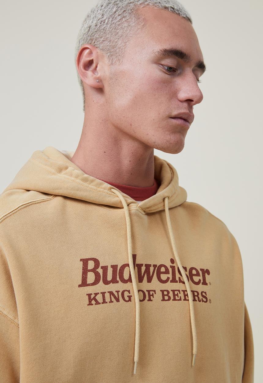 Cotton On - Budweiser oversized fleece hoodie - lcn bud sunbleach