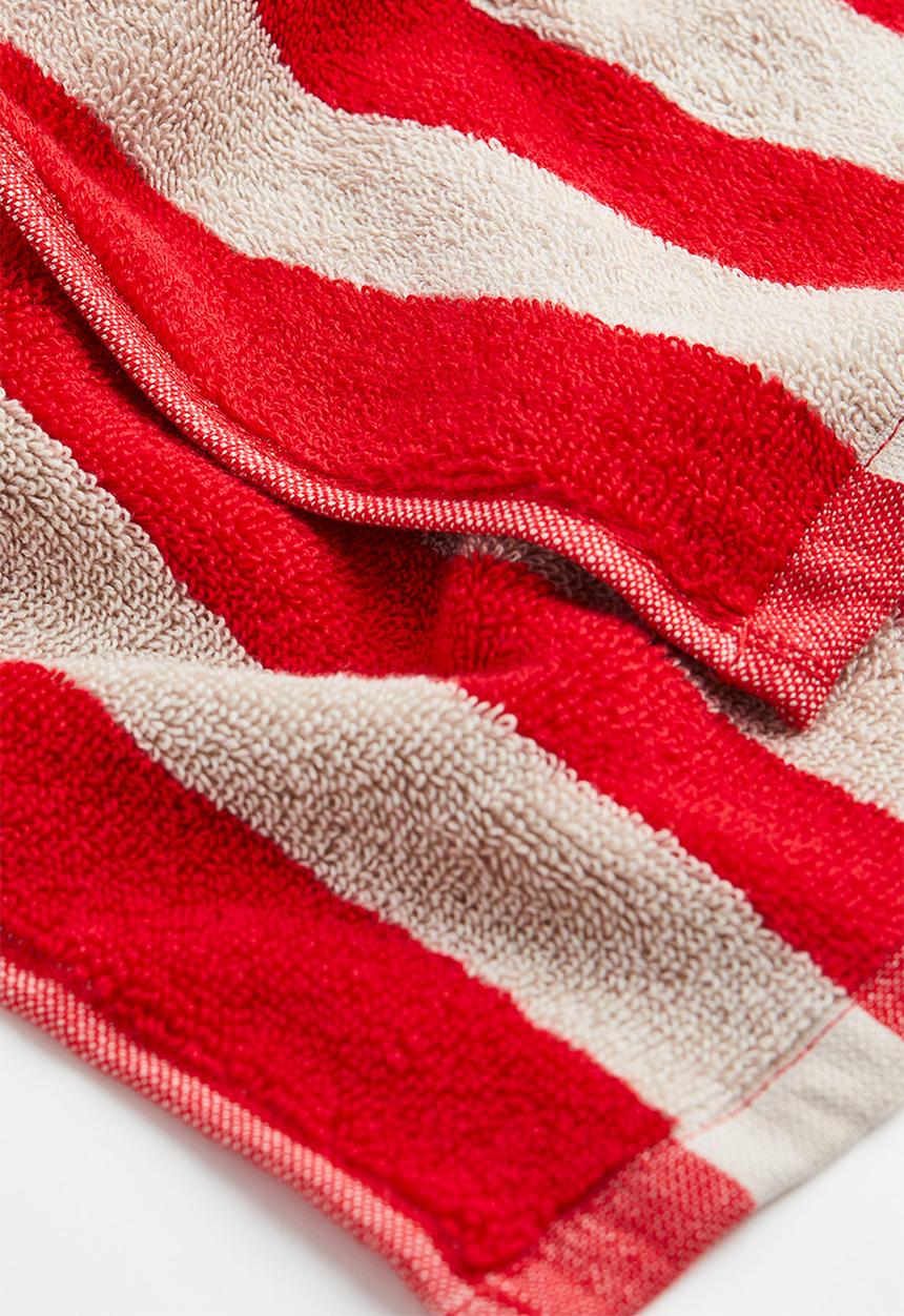 H&M - 2-pack striped guest towels - red/beige striped