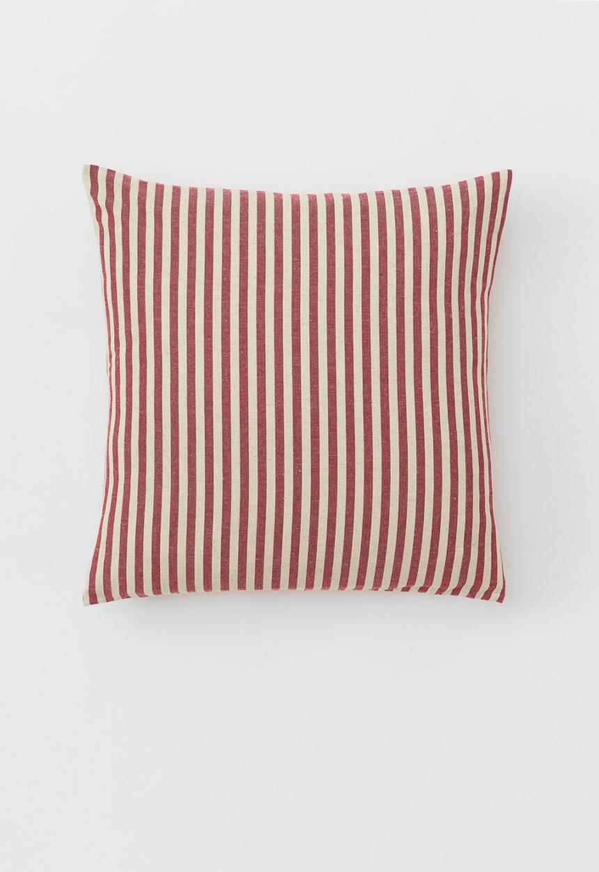 H&M - Linen-blend cushion cover - red/striped