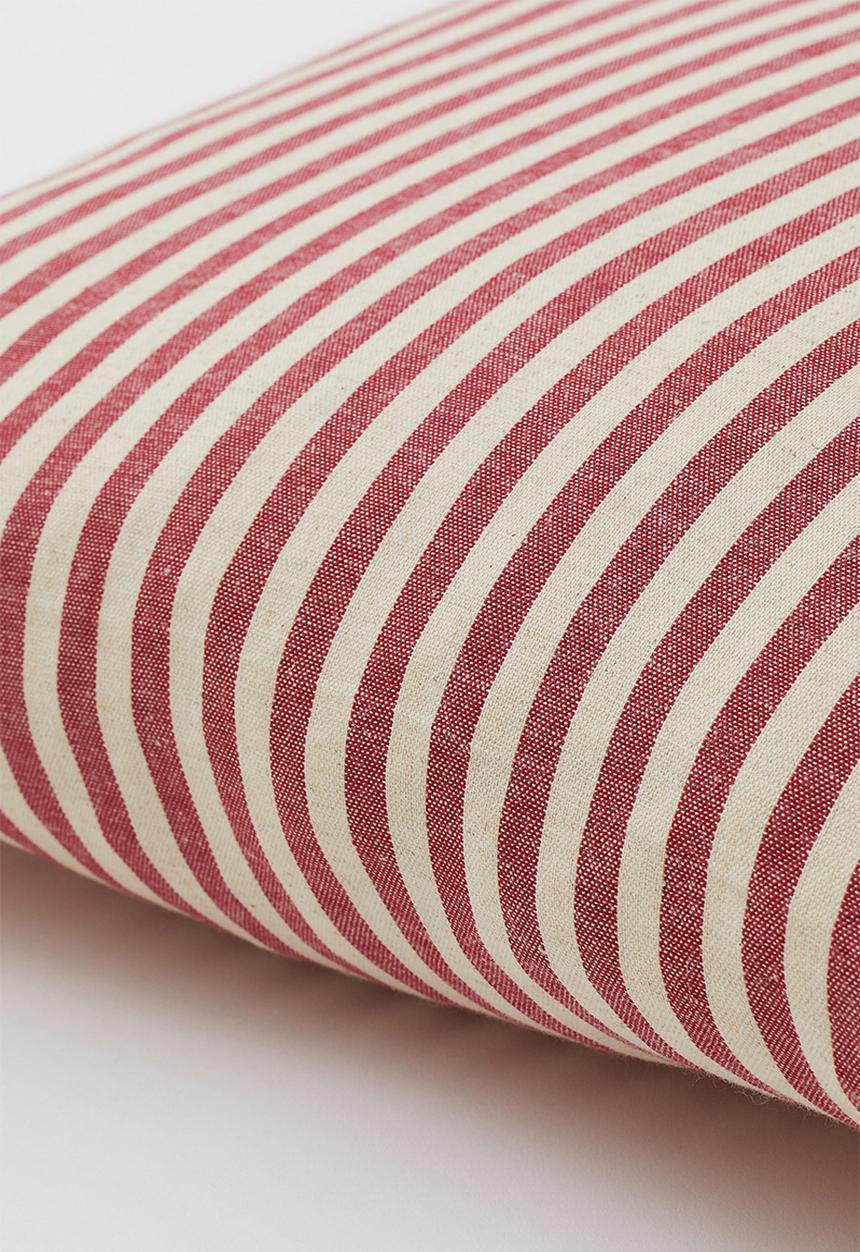 H&M - Linen-blend cushion cover - red/striped