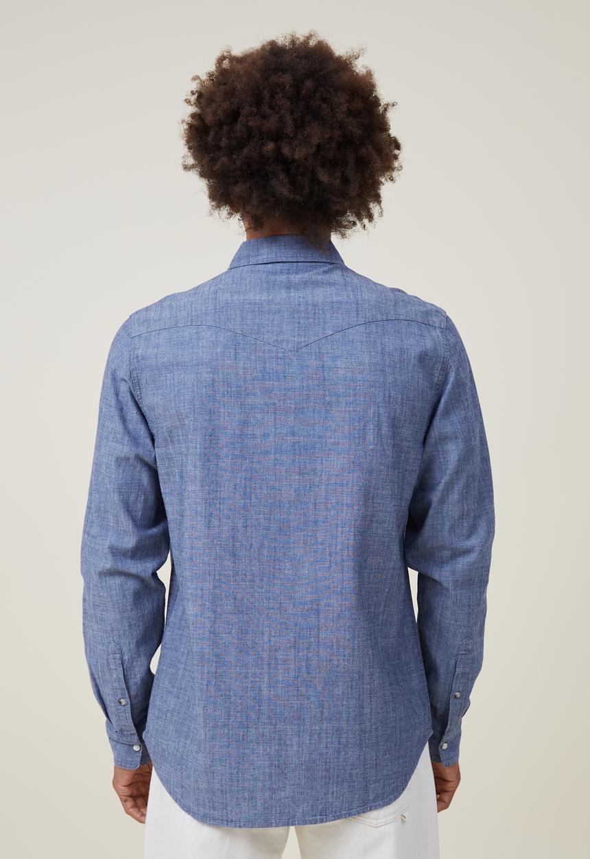 Cotton On - Dallas long sleeve shirt - vintage indigo 