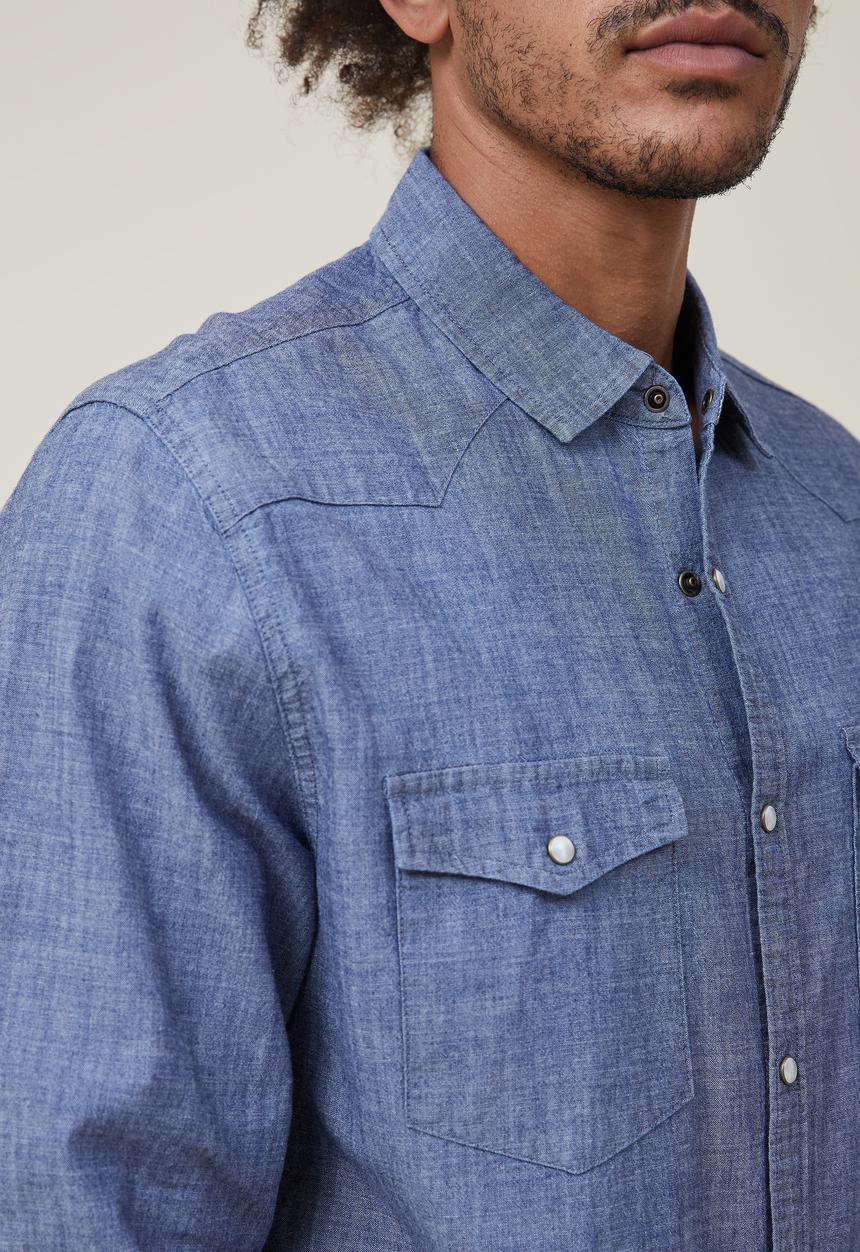 Cotton On - Dallas long sleeve shirt - vintage indigo 