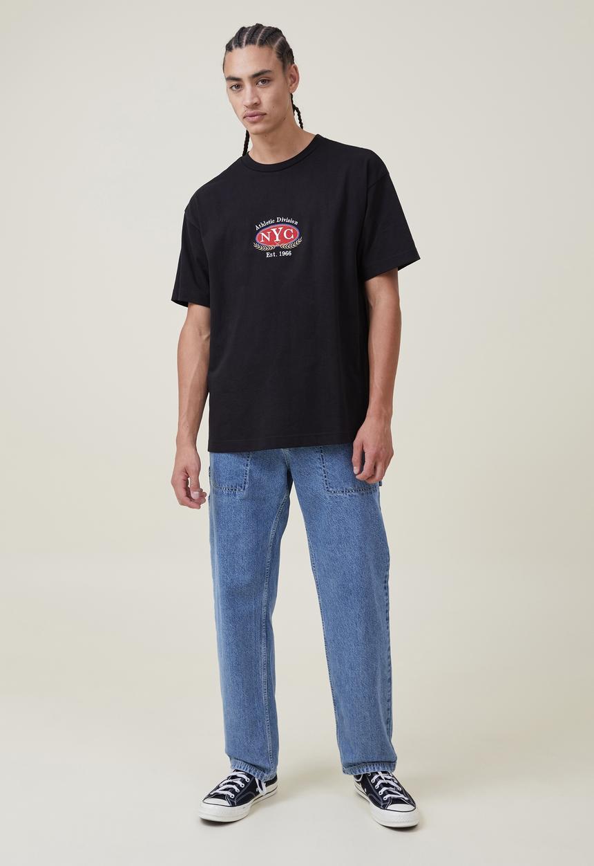 Cotton On - Heavy weight T-shirt - black/nyc athletic division