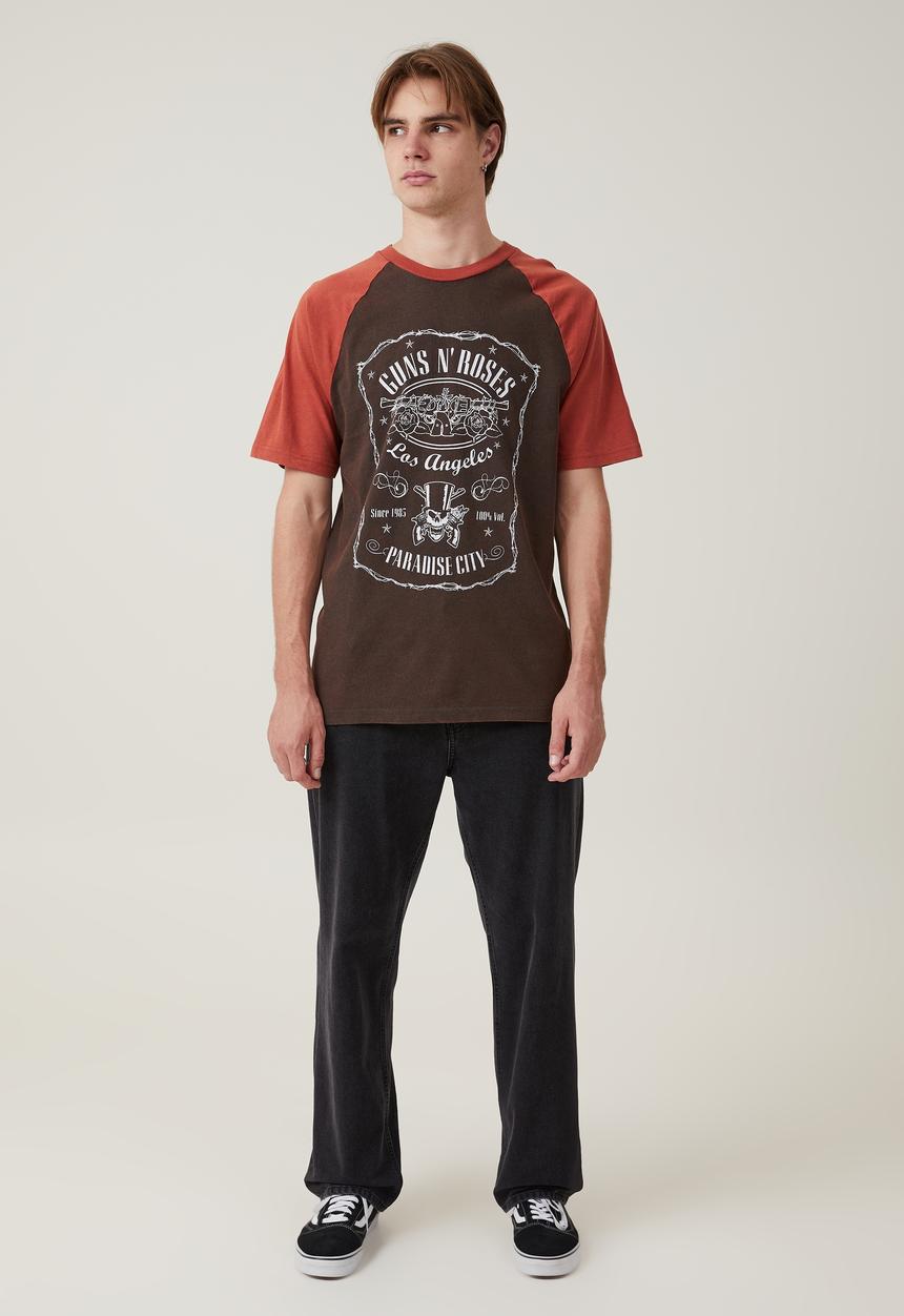 Cotton On - License raglan T-shirt - lcn bra washed black & bruschetta red