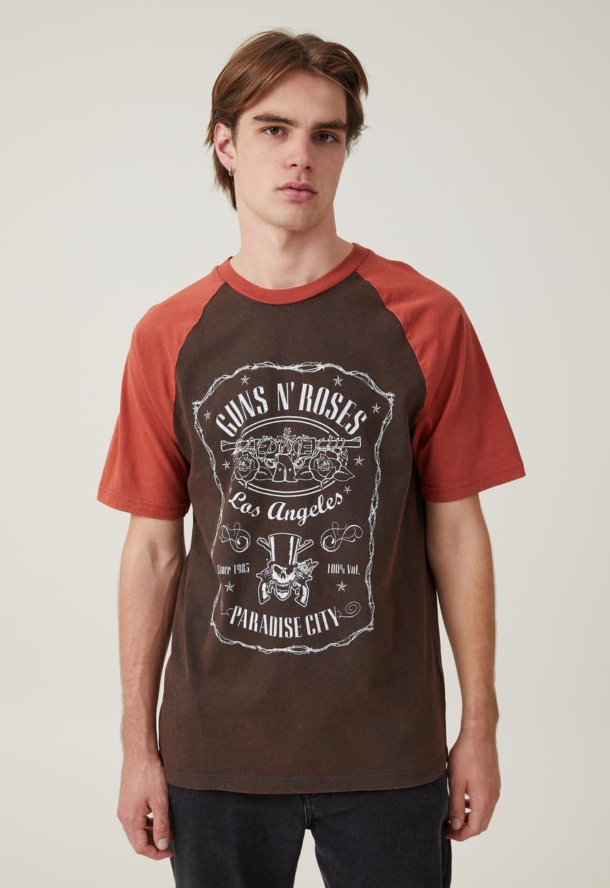 Cotton On - License raglan T-shirt - lcn bra washed black & bruschetta red