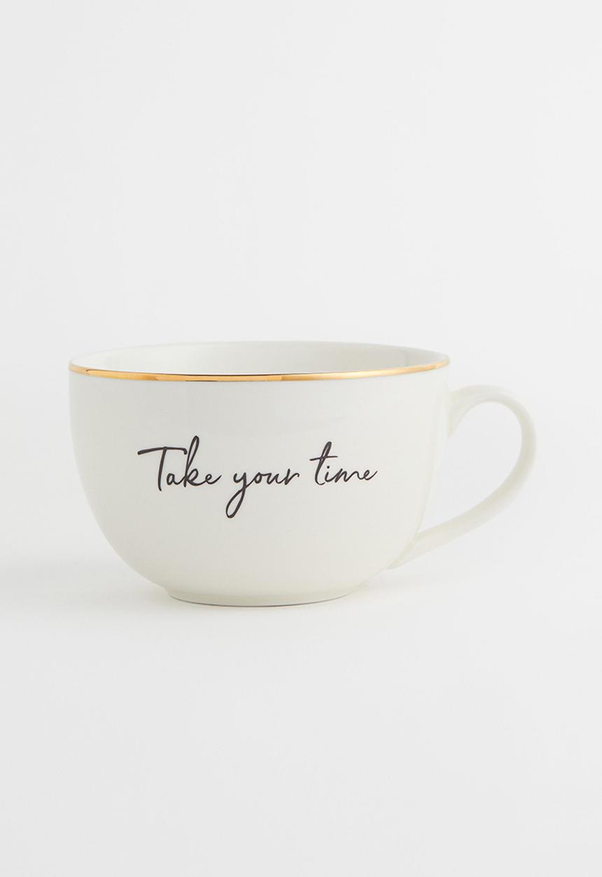 H&M - Porcelain cup - white/take your time 