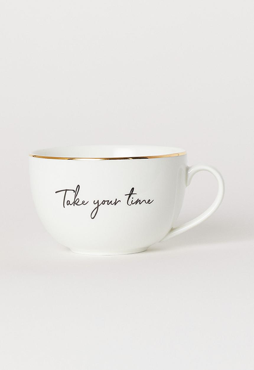 H&M - Porcelain cup - white/take your time 