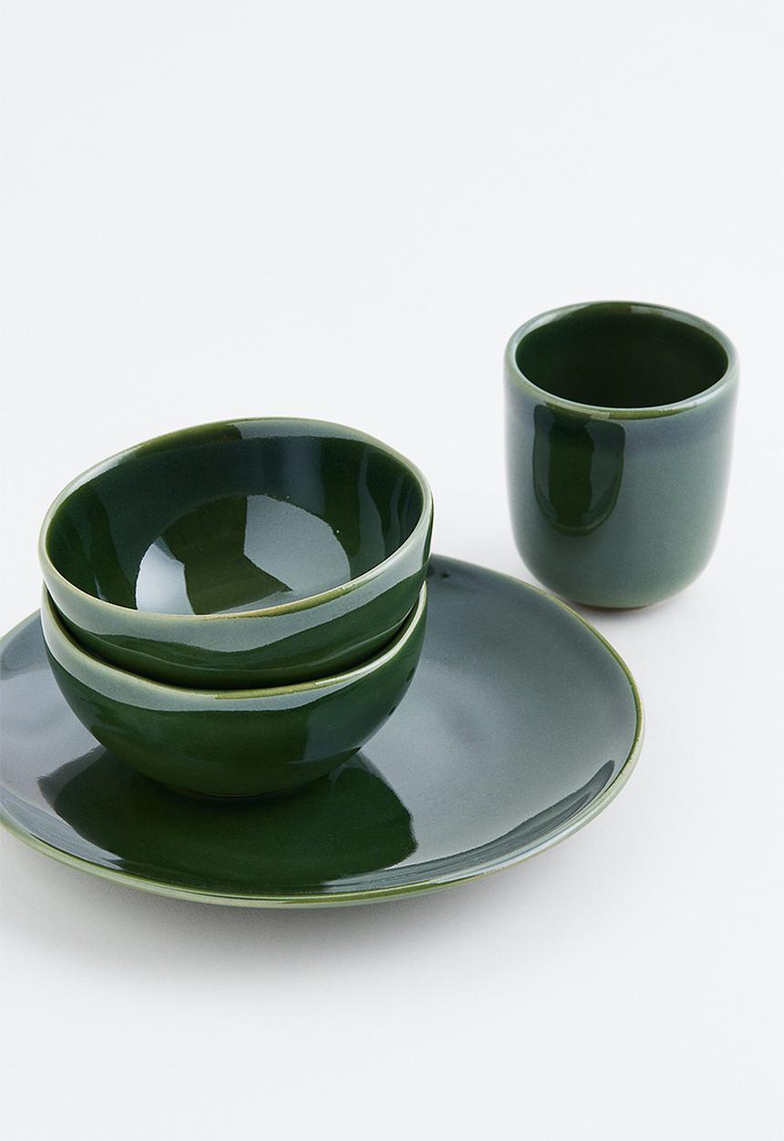 H&M - Small stoneware plate - green
