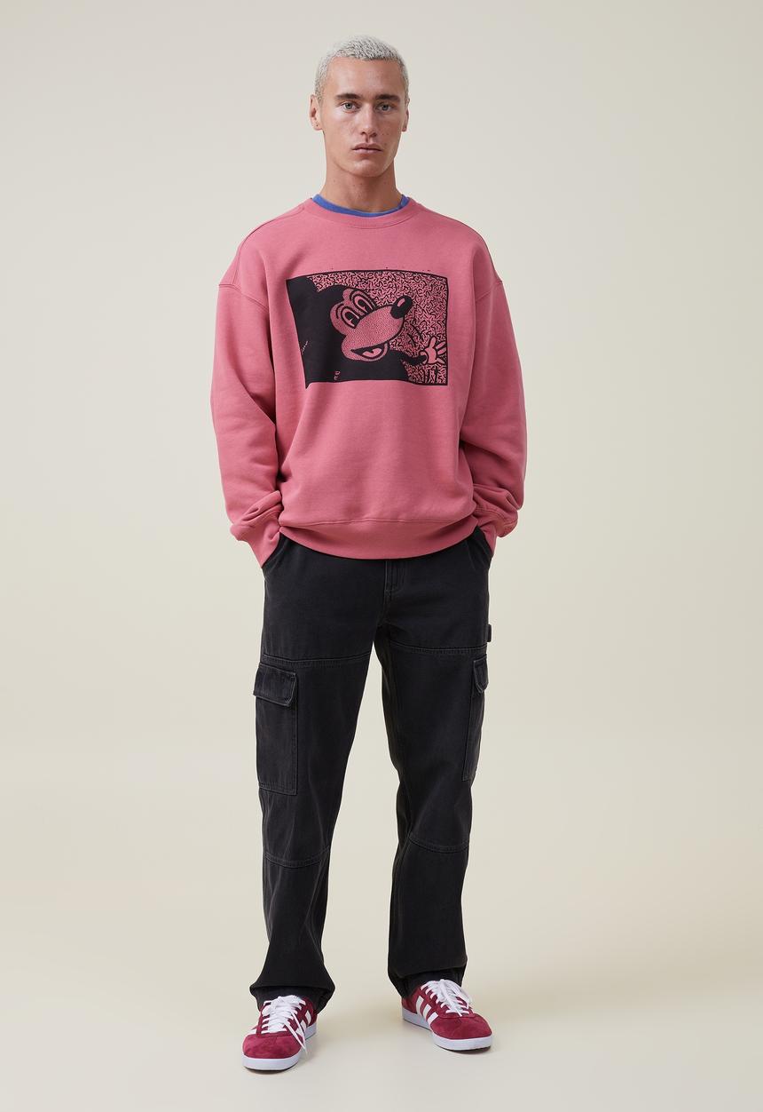 Cotton On - Mickey oversized sweater - lcn dis soft red/speckled mickey